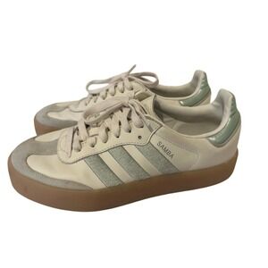 Adidas Samba Women Cream Mint Green Gum Sole Sneakers Shoes Size 7